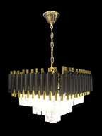 Candelabru RFAN, Model S89001/400x400, Textura Cristal, Metal, 5 X E27, Negru/Auriu