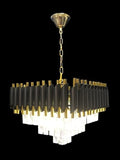 Candelabru RFAN, Model S9001/400x400, Textura Cristal, Metal, 5 X E27, Negru/Auriu