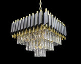 Candelabru RFAN, Model S9001/400x400, Textura Cristal, Metal, 5 X E27, Negru/Auriu