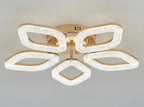 Lustra LED RFAN, Model J301-5, Cu Telecomanda, 3 Tipuri De Lumina, Intensitate Reglabila, 100W, Auriu