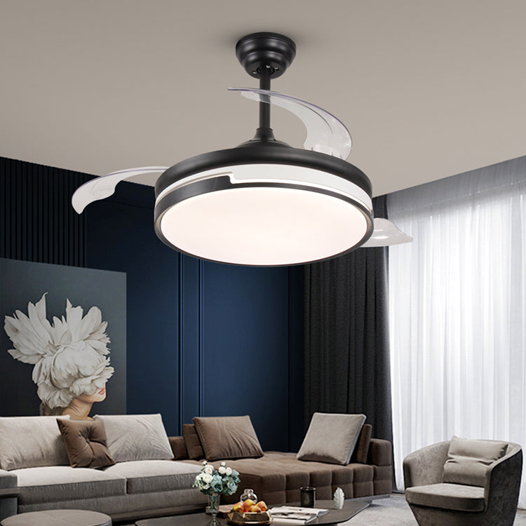 Lustra cu ventilator, ESC-410YY BK, design modern, Negru