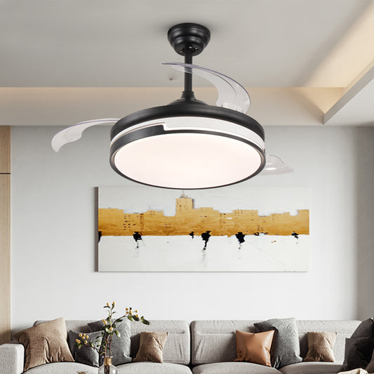 Lustra cu ventilator, ESC-410YY BK, design modern, Negru