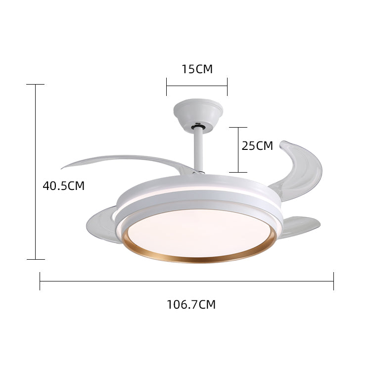 Lustra cu ventilator, ESC-417YY WH, design modern, Alb