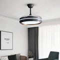 Lustra cu ventilator, ESC-417YY BK, design modern, Negru