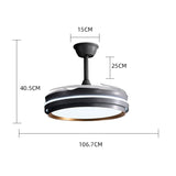 Lustra cu ventilator, ESC-417YY BK, design modern, Negru