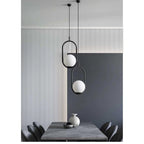 Pendul RFAN, Model ZM81, cu Abajur, 1 X E14, Inaltime Reglabila, Negru