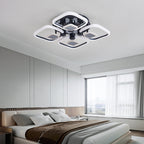 Lustra LED RFAN, Model 1007/4+4, Cu Telecomanda, 3 Tipuri De Lumina, Intensitate Reglabila, 128W, Negru
