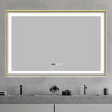 Oglinda LED si Touch, 100 x 65 cm, cu Functie Dezaburire si Ceas, Rama Bronz Antichizat, Smack