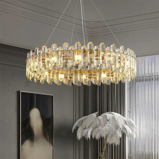 Candelabru RFAN, Model 5709/600, Textura Cristal, Metal, 10 X E14, Auriu
