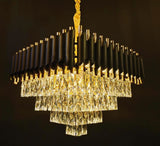 Candelabru RFAN, Model S9001/500x500, Textura Cristal, Metal, 8 X E27, Negru/Auriu