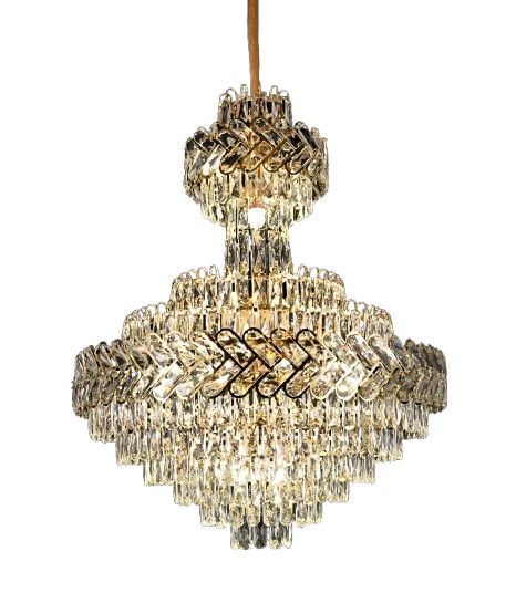 Candelabru RFAN, Model QS824/800x1100, Textura Cristal, Metal, 21 x E27, Auriu