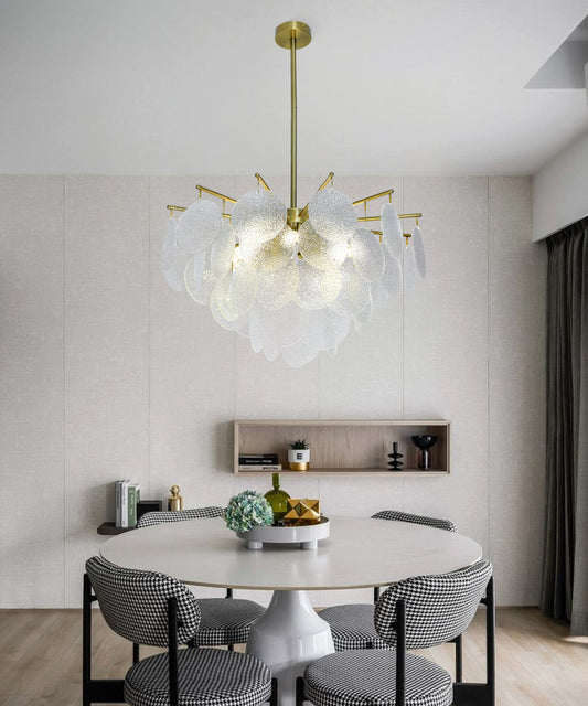 Candelabru RFAN, Model 5557/600, Textura Sticla, Metal, 8 X E14, Auriu