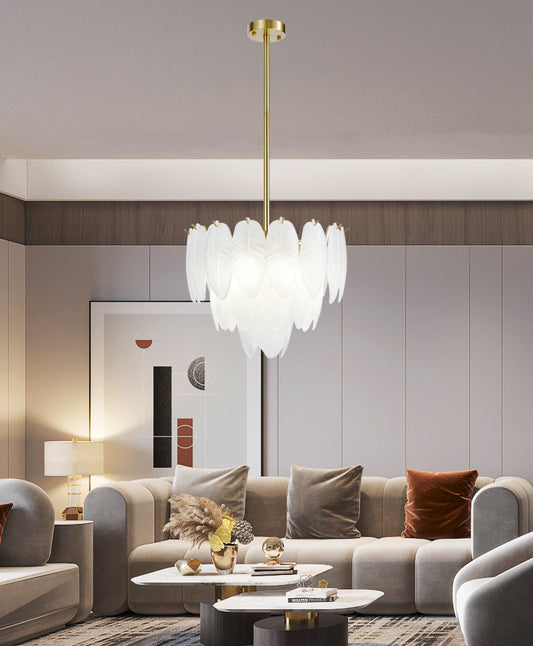 Candelabru RFAN, Model 5866/400, Textura Sticla, Metal, 6 X E27, Auriu