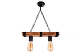 Pendul Rustic RFAN, Model 5718-2, 2 x E27, Inaltime Reglabila, Negru