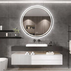Oglindă LED Rotundă 80×80 cm, Iluminare Față + Spate, Dezaburire, 3 Tipuri de Lumină, Touch