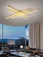 Lustra LED RFAN, Model R9112/6, Cu Telecomanda, 3 Tipuri De Lumina, Intensitate Reglabila, 146W, Auriu