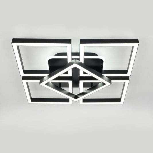 Lustra LED RFAN, Model FX60455/5+1, cu Telecomanda, 3 Tipuri de Lumina, Intensitate Reglabila, 110W, Negru