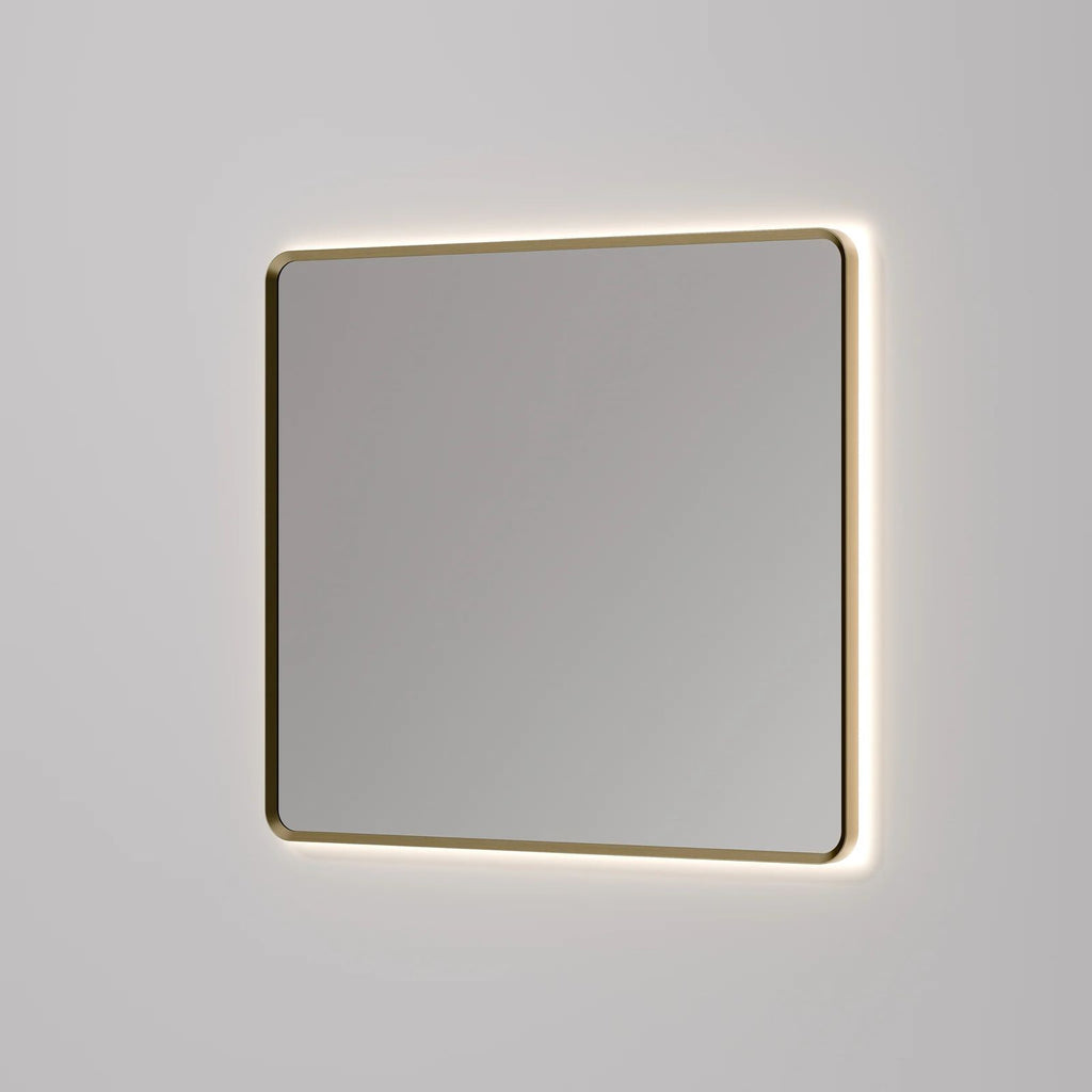 Oglinda LED Patrata Premium 80×80 cm, Rama Auriu, 3 Tipuri de Lumina – Calda, Rece, Neutra
