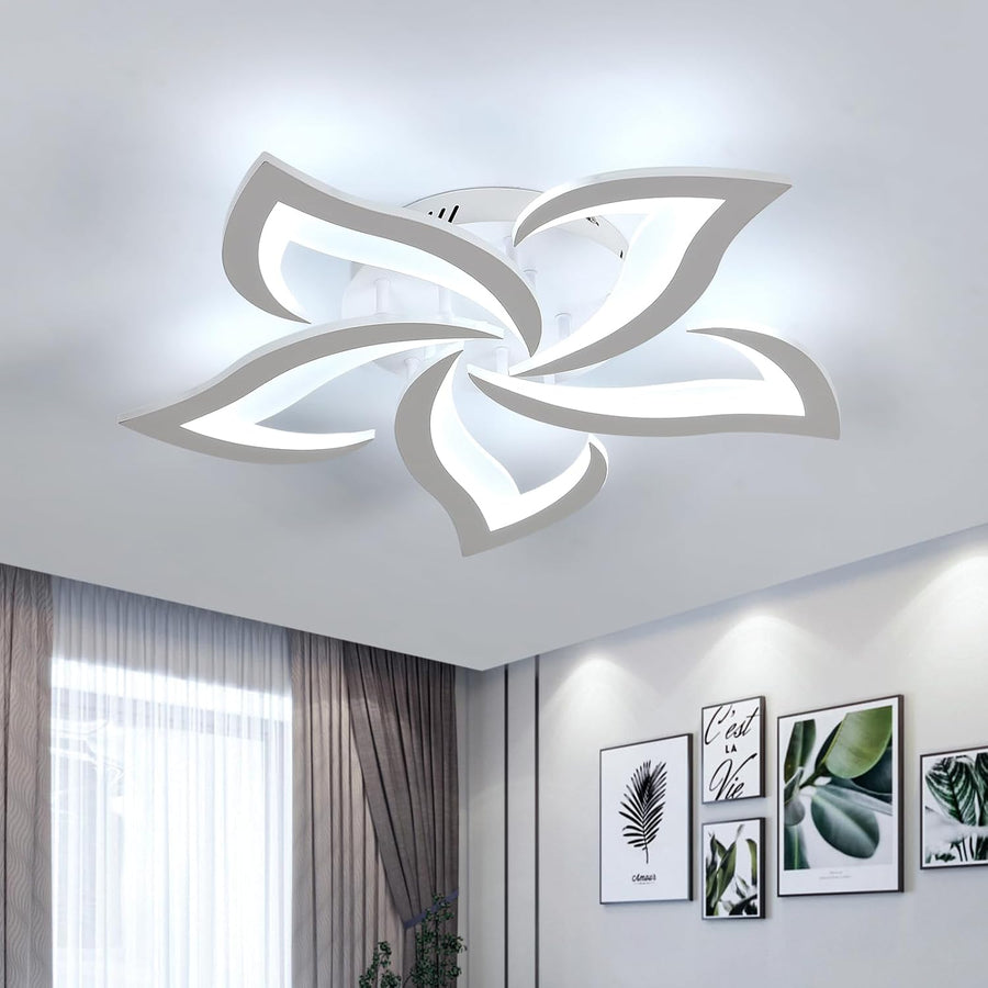 Lustra LED RFAN, Model R9176/5A1, cu Telecomanda, 3 Tipuri de Lumina, Intensitate Reglabila, 70W, Alb