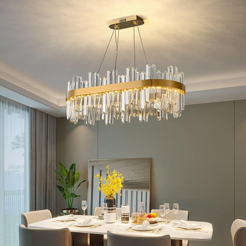 Candelabru LED RFAN, Model H98347/800*300, Textura Cristal, Metal, 120W, Auriu