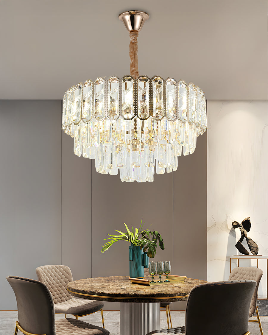 Candelabru RFAN, Model 62110/400, Textura Cristal, Metal, 5 X E27, Auriu