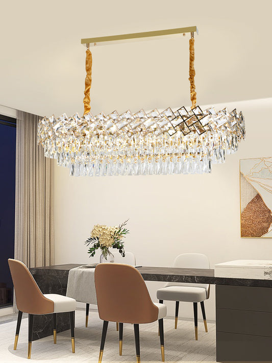 Candelabru RFAN, Model 62111/1000*400, Textura Cristal, Metal, 10 X E27, Auriu