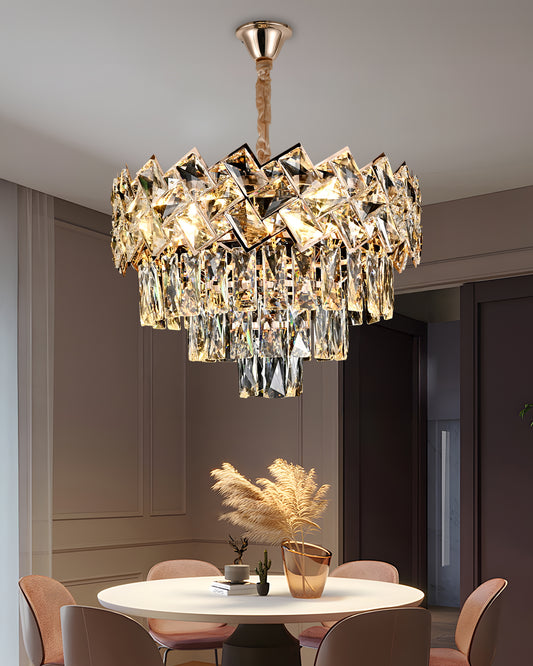 Candelabru RFAN, Model 62111/400, Textura Cristal, Metal, 5 X E27, Auriu