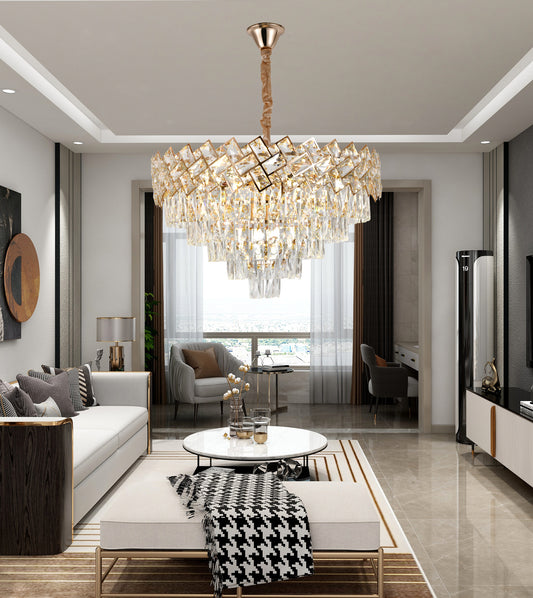 Candelabru RFAN, Model 62111/600, Textura Cristal, Metal, 10 X E27, Auriu