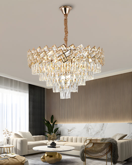 Candelabru RFAN, Model 62111/600, Textura Cristal, Metal, 10 X E27, Auriu
