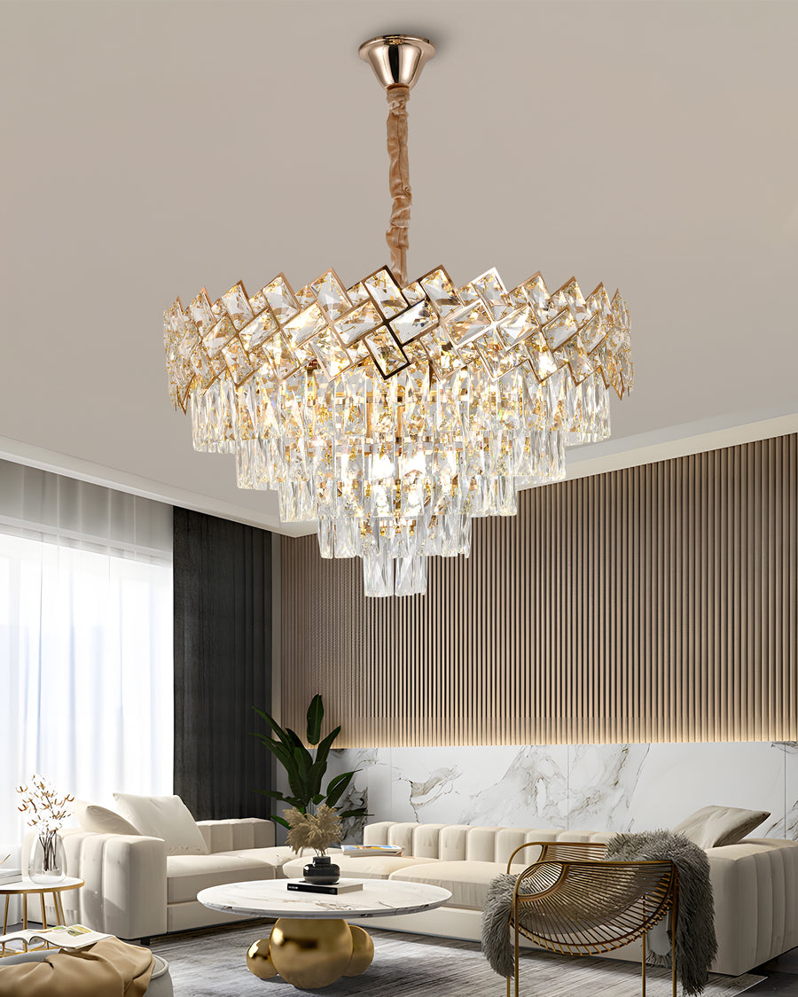 Candelabru RFAN, Model 62111/600, Textura Cristal, Metal, 10 X E27, Auriu