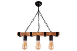 Pendul Rustic RFAN, Model 5718-3, 3 x E27, Inaltime Reglabila, Negru