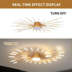 Lustra LED RFAN, Model 5966-28, 3 Tipuri De Lumina, 60W, Auriu