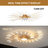 Lustra LED RFAN, Model 5966-28, 3 Tipuri De Lumina, 60W, Auriu