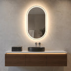 Oglindă LED Ovală 50×80 cm, Iluminare Față + Spate, Dezaburire, 3 Tipuri de Lumină, Touch