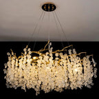 Candelabru RFAN, Model R9103/800, Textura Cristal, Metal, 8 X E14, Auriu