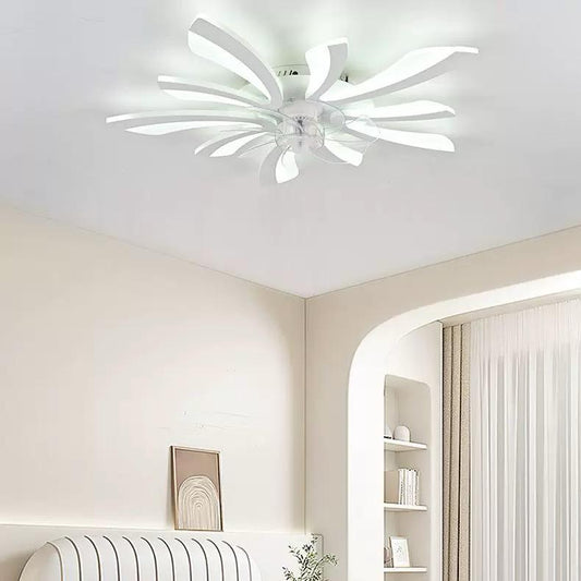 Lustra LED RFAN, Model R9163/5, cu Ventilator si Telecomanda, 3 Tipuri De Lumina, Intensitate Reglabila, 57W, Alb