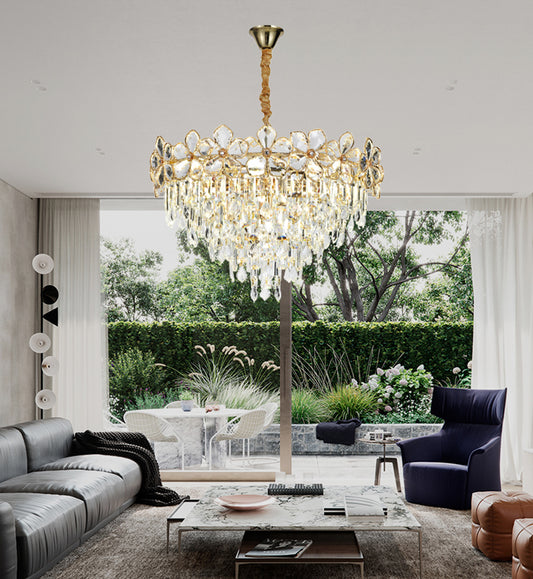 Candelabru RFAN, Model 75001/600, Textura Cristal, Metal, 10 X E14, Auriu
