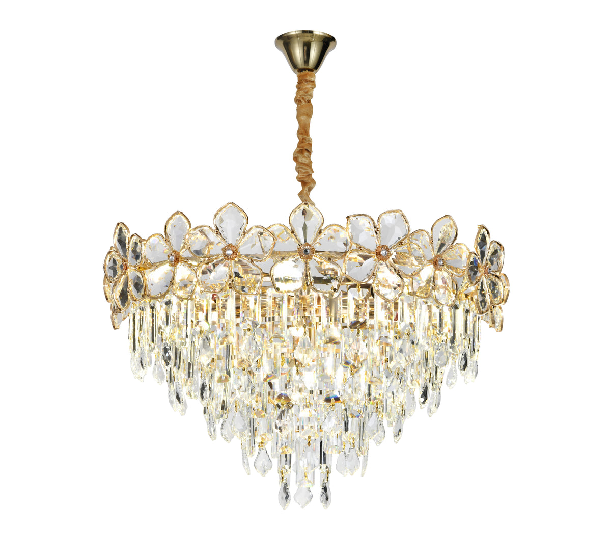 Candelabru RFAN, Model 75001/600, Textura Cristal, Metal, 10 X E14, Auriu