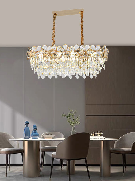 Candelabru RFAN, Model 75001/800*300, Textura Cristal, Metal, 8 X E14, Auriu