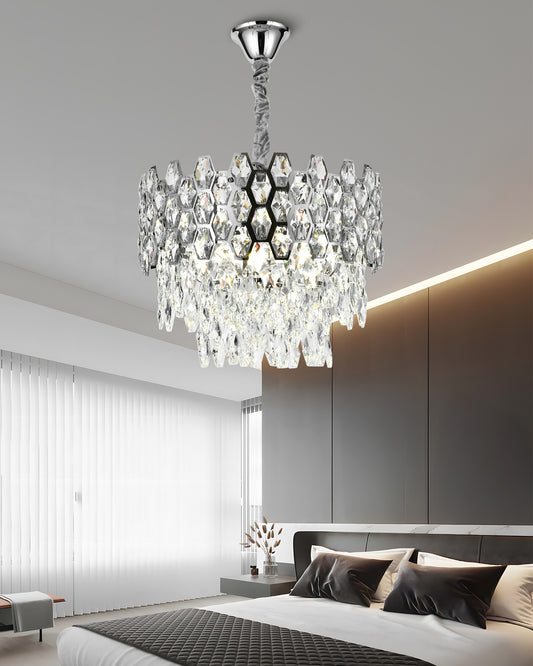 Candelabru RFAN, Model 75003/400, Textura Cristal, Metal, 5 X E14, Argintiu