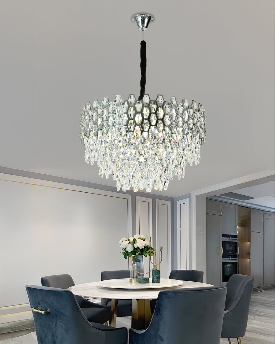 Candelabru RFAN, Model 75003/600, Textura Cristal, Metal, 10 X E14, Argintiu