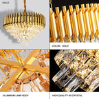 Candelabru RFAN, Model S89001/400, Textura Cristal, Metal, 5 X E27, Auriu
