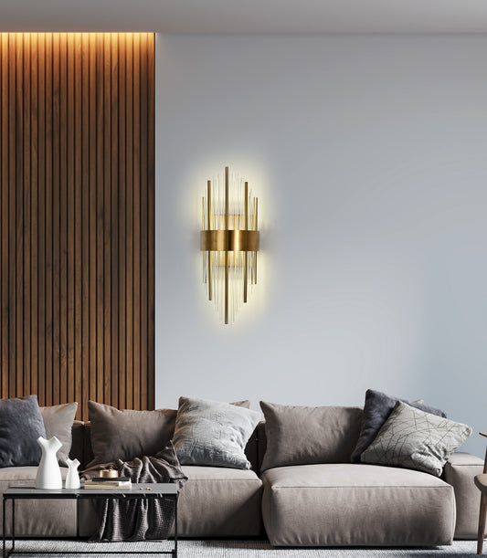 Aplica RFAN, Model 7820/2W, Textura Cristal, Metal, 2 X E14, Auriu