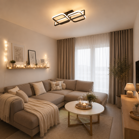 Lustra LED RFAN, Model R9193/1+2, cu Telecomanda, 3 Tipuri de Lumina, Intensitate Reglabila, 122W, Negru