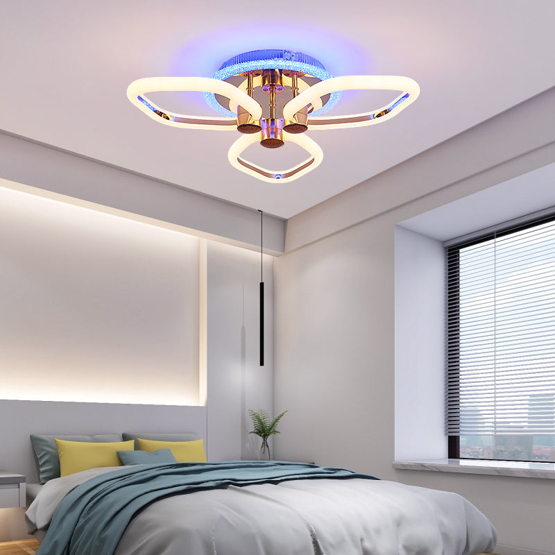 Lustra LED RFAN, Model 1001-3 RGB, Cu Telecomanda, 3 Tipuri De Lumina Plus Lumina RGB, Intensitate Reglabila, 84W, Auriu
