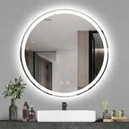 Oglindă LED Rotundă 80×80 cm, Iluminare Față + Spate, Dezaburire, 3 Tipuri de Lumină, Touch