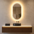 Oglindă LED Ovală 50×80 cm, Iluminare Față + Spate, Dezaburire, 3 Tipuri de Lumină, Touch
