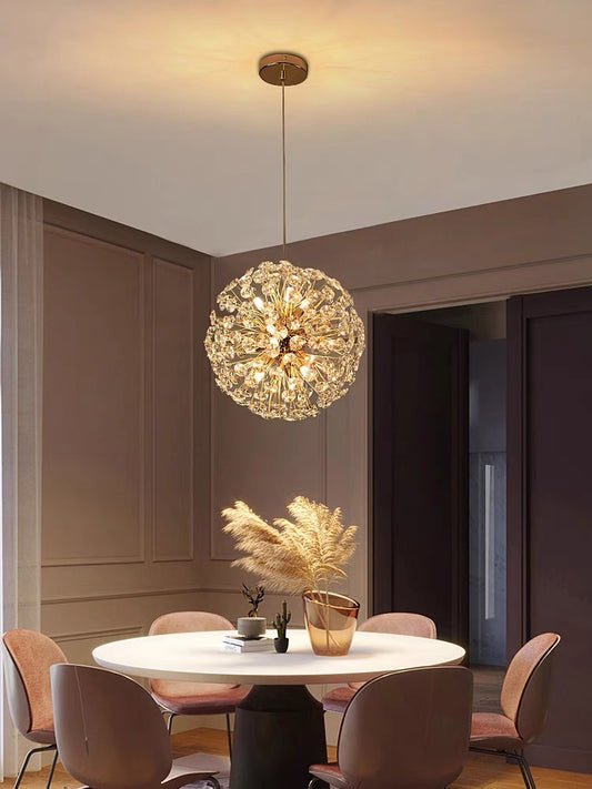 Lustra LED Tip Pendul RFAN, Model 3350/500, Textura Cristal, Metal, 9 X G9, Auriu