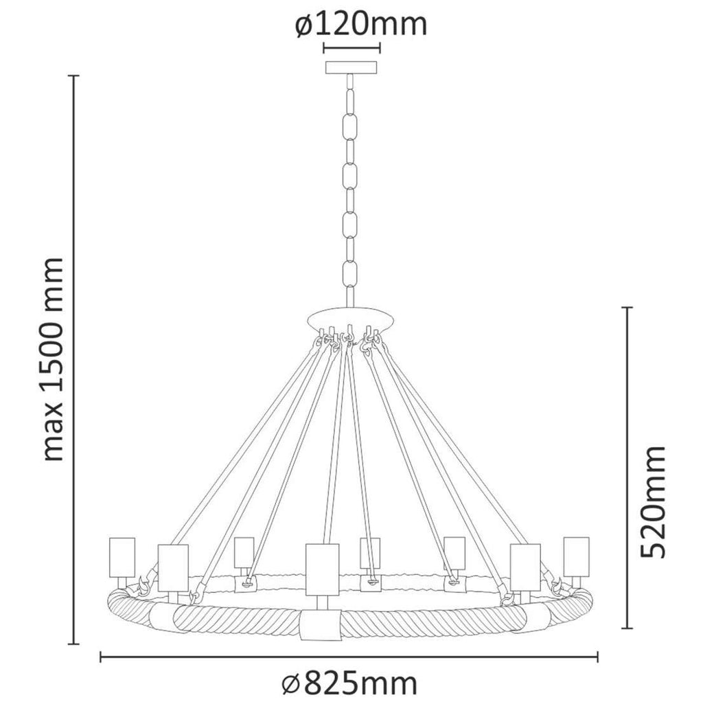 Pendul Rustic RFAN, Model 8456-8P, 8 X E27, Inaltime Reglabila