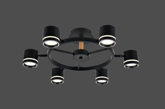 Lustra RFAN, Model R9171/6, 6 X Bec LED GX53, 3 Tipuri De Lumina, 72W, Negru